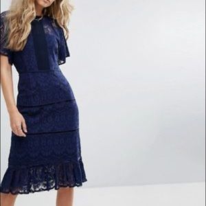 Foxiedox Navy Lace Dress Small Open Back